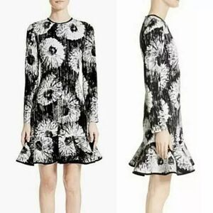VICTORIA VICTORIA BECKHAM Dress White/Black Floral Flounce Hem US 4~6 $910